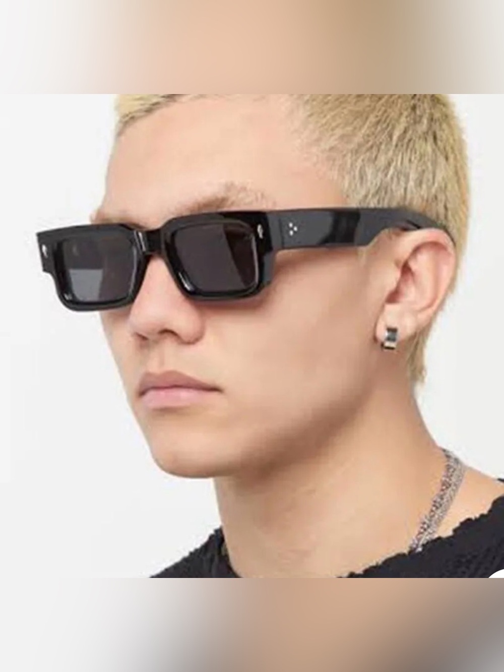 Men's Black Rectangular Fashion Sunglasses - Sleek Minimal Style